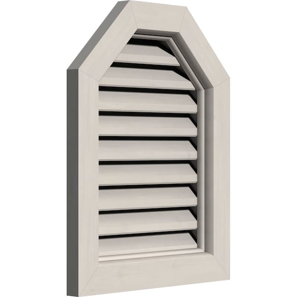 Octagonal Top Gable Vent Western Red Cedar Gable Vent W/Brick Mould Face Frame, 24W X 14H